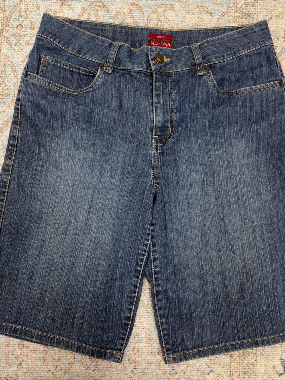 Merona Dark Blue Long Denim Jean Shorts/ Jorts size 10